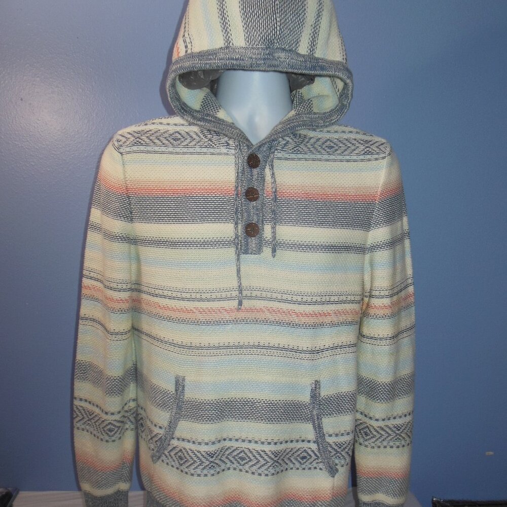 Men Faherty Hoodie Cove Sweater Poncho Knitted Striped Sierra Paradise Small
